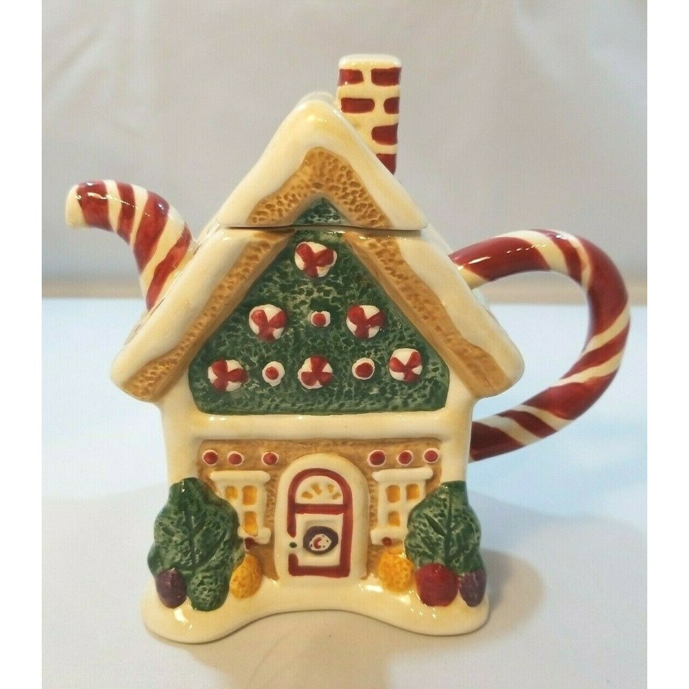 Sakura Debbie Mumm Christmas Teapot Gingerbread House Sweet Candy Canes